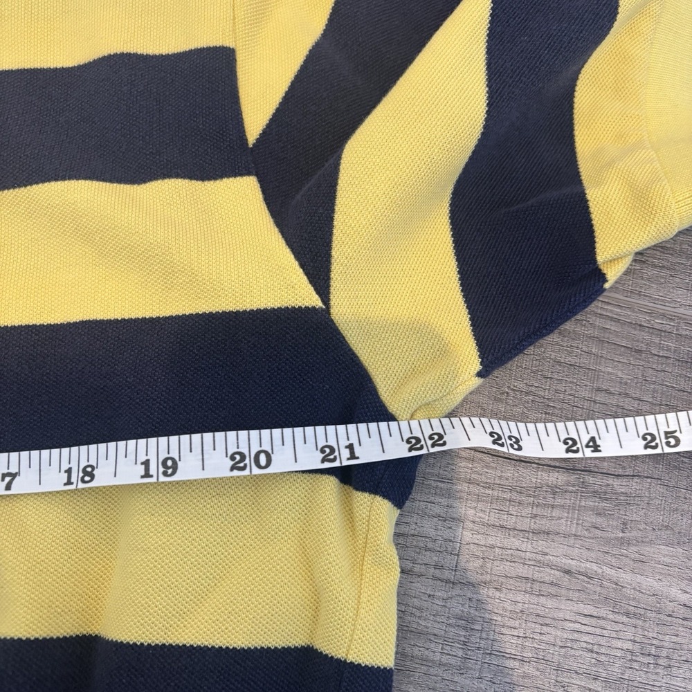VTG 90s COLOR BLOCK Polo Ralph Lauren Rugby Shirt Mens L Blue Yellow Striped - Picture 6 of 8